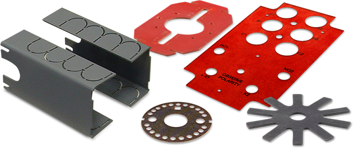 plastic-die-cutting plastic stamping company parts that are grey and red